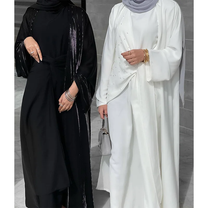 2022 Middle East Dubai Solid Two-piece Set Muslim Fashion Turkish Dresses Islamic Modest Clothing Muslimischen Sets