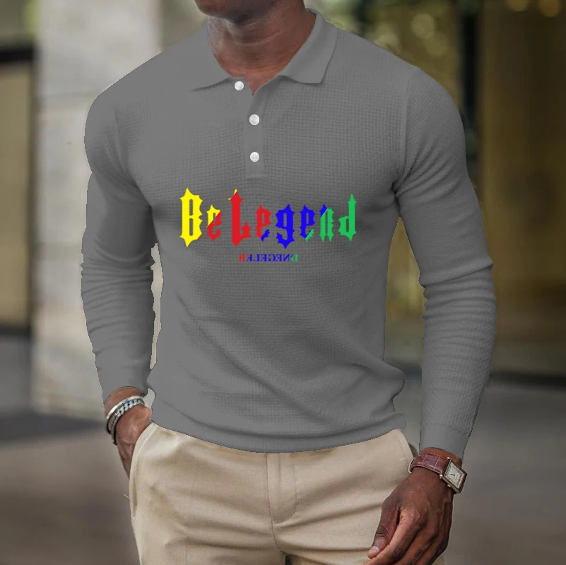 

Men's Spring and Autumn New Casual High Quality Long Sleeve Men's Fashion Print Trendy Polo Shirt Tops