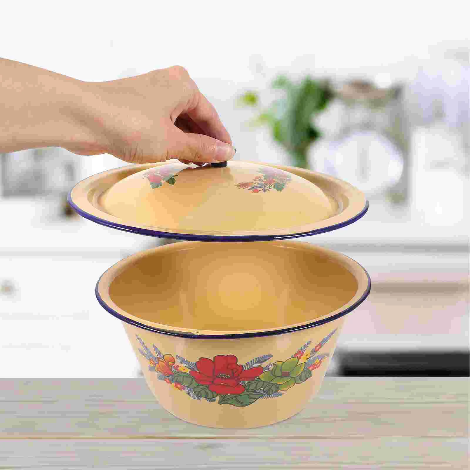 Винтажная миска для смешивания кухонный поднос хранения лоток мытья с крышкой