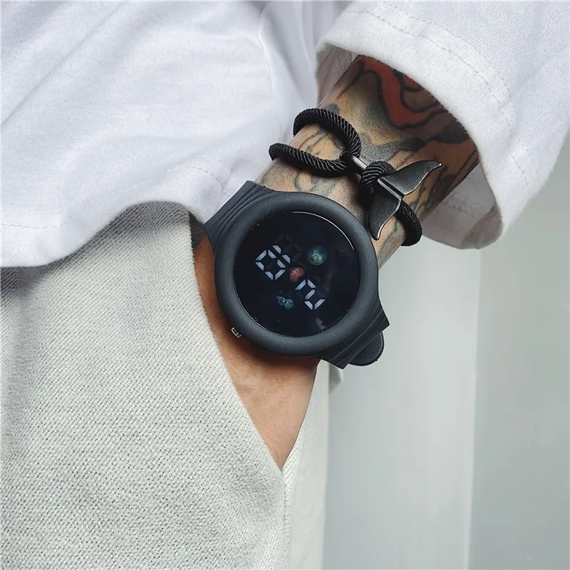 

Men Women Watch Led Digital Sports Watch For Kids Boys Girls Square Big Dial Waterproof Silicone Men's Electronic Wristwatch
