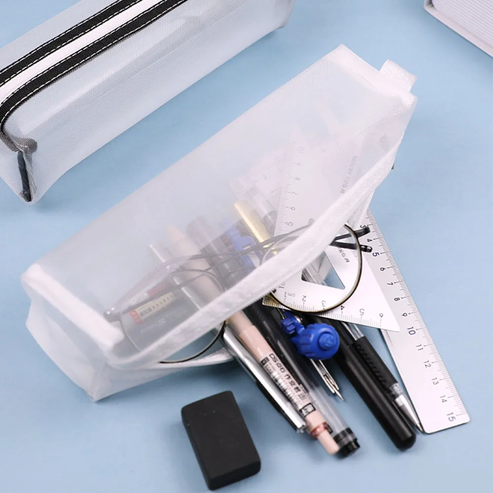 

Large Capacity Simple Mesh Pencil Case Bag Zipper Pencil Bags Cosmetic Makeup Organizer Pouch School Office Stationery Supplies