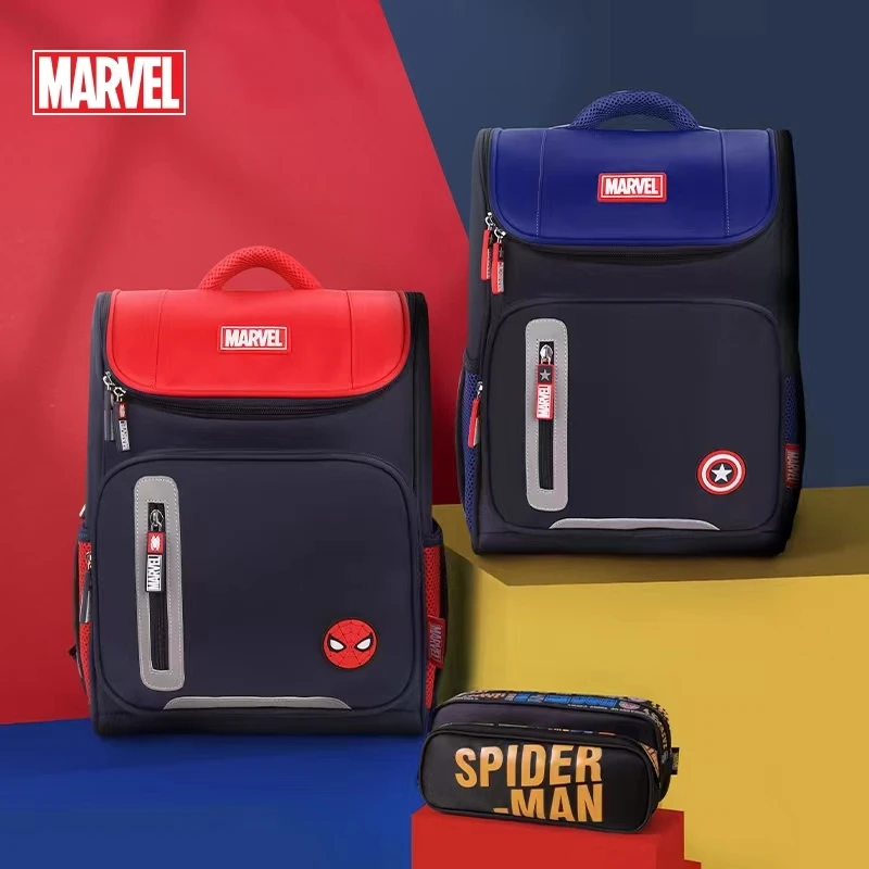 2022 Disney New School Bags For Boys Spider Man Captain America Primary Middle Student Shoulder Orthopedic Backpack Mochilas