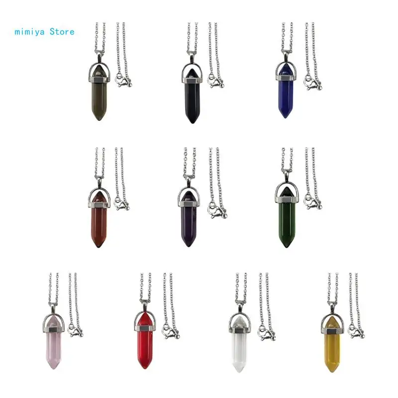 

Bullet-Shape Stone Pendant Necklace Pointed Healing Crystals Necklace Handmade Gemstones Lucky Jewelry Birthday Gift