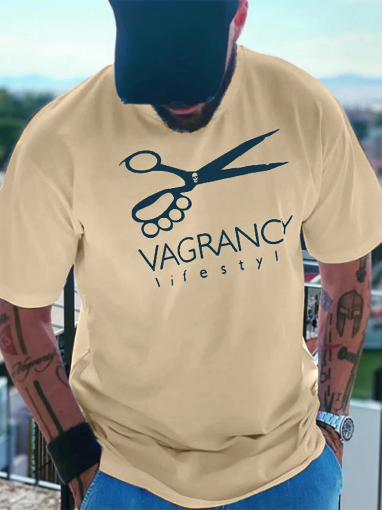 

Мужская футболка с коротким рукавом, круглым вырезом и принтом