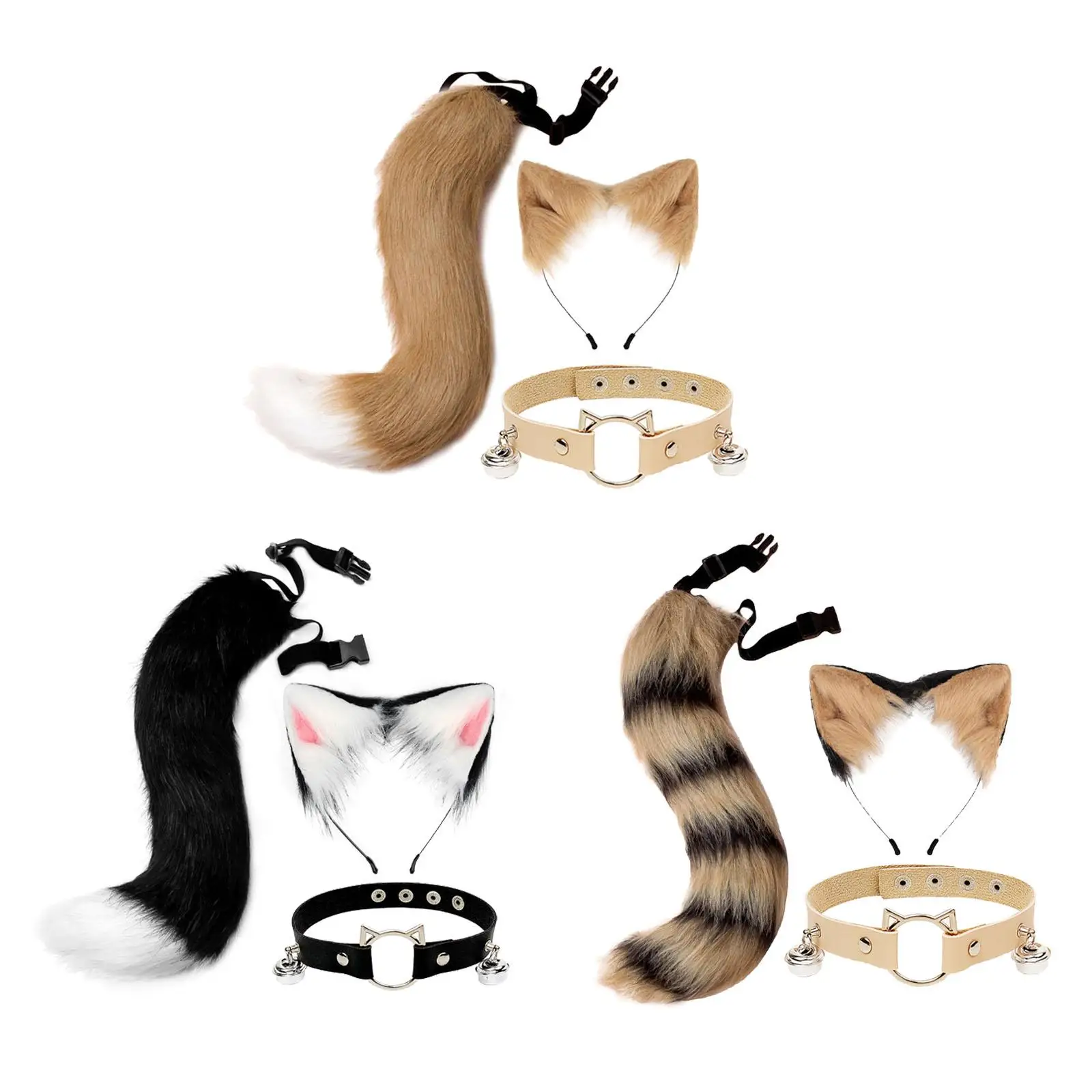

Plush Cat Ears and Tail Costume Fancy Dress Headwear Headpiece Hair Clip Gift for Party Carnival Birthday Role Play Performance