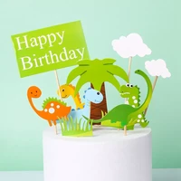 cartoon dinosaur cake toppers coconut tree happy birthday cake decoration kids dinosaur birthday party supplies cake accessories