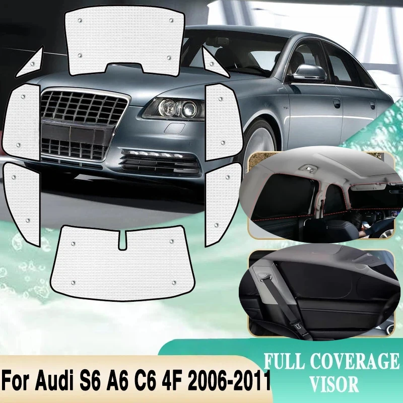 Фото Для Audi A6 S6 C6 4F (2006-2011) — Автомобильные магнитные солнцезащитные шторки-сетки на окна, аксессуары для авто №2