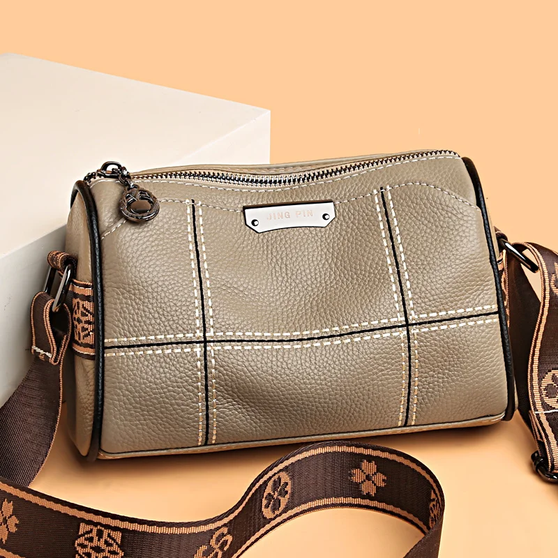 

Women Genuine Leather Handbags Luxury Designer 3 Layers Cow Leather Shoulder 2023 Bags Ladies Large Capacity Messenger Bag