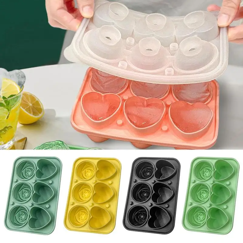 

Rose Ice Molds 1.8 Inch Large Ice Cube Trays Make 6 Giant Cute Flower Shape Ice Silicone Rubber Fun