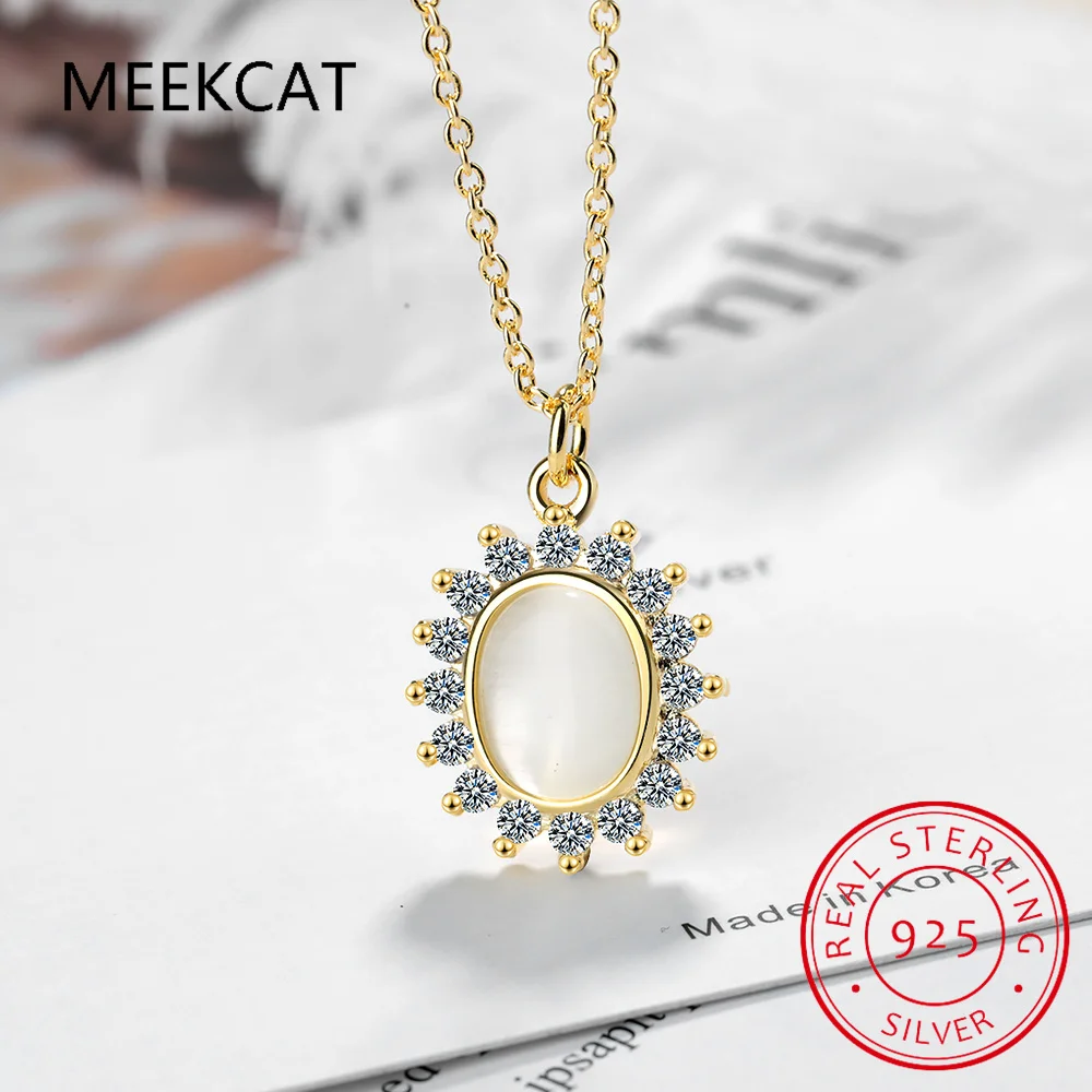 Модные женские ювелирные изделия из серебра 925 пробы овальное ожерелье с