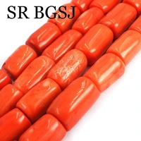 free ship 12 14mm wholesale genuine orange natural coral drum column loose charm beads for diy jewelry making