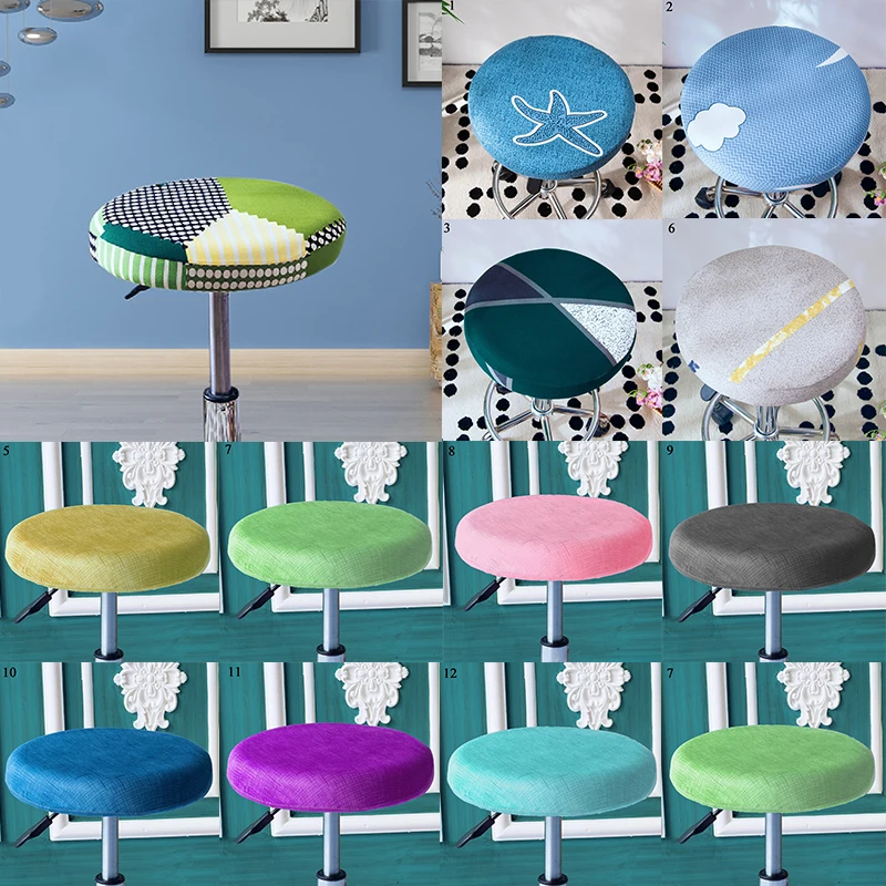 

Fashion Round Chair Cover Spandex Bar Stool Elastic Seat Covers Home Chair Simple Stretch Chair Cover Floral Printed Home Decor