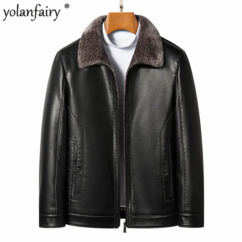 

Men's Winter Jacket Men Ecological Leather Fur Coat Male Plush Thick Fur Coat Motorcycle Jacket Jaqueta De Couro Masculino FCY