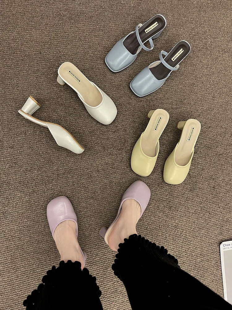 

Women's Shoes Slippers Outdoor Spring/Summer 2022 New Thick Heel Square Toe Fashion High Heels