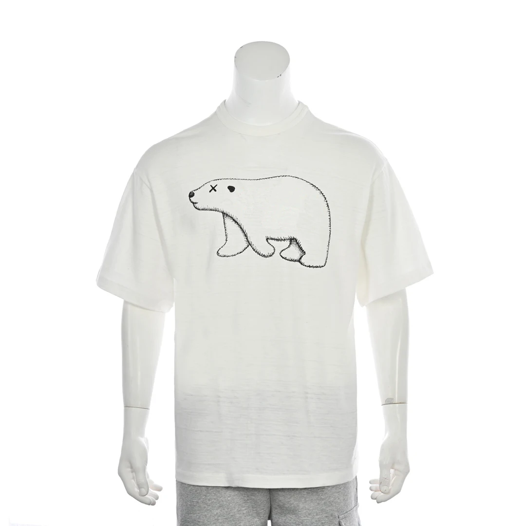 

Новинка 2022, модная летняя футболка с принтом love и polar bear для пары, женская одежда с коротким рукавом и круглым вырезом, хлопковые мужские футб...