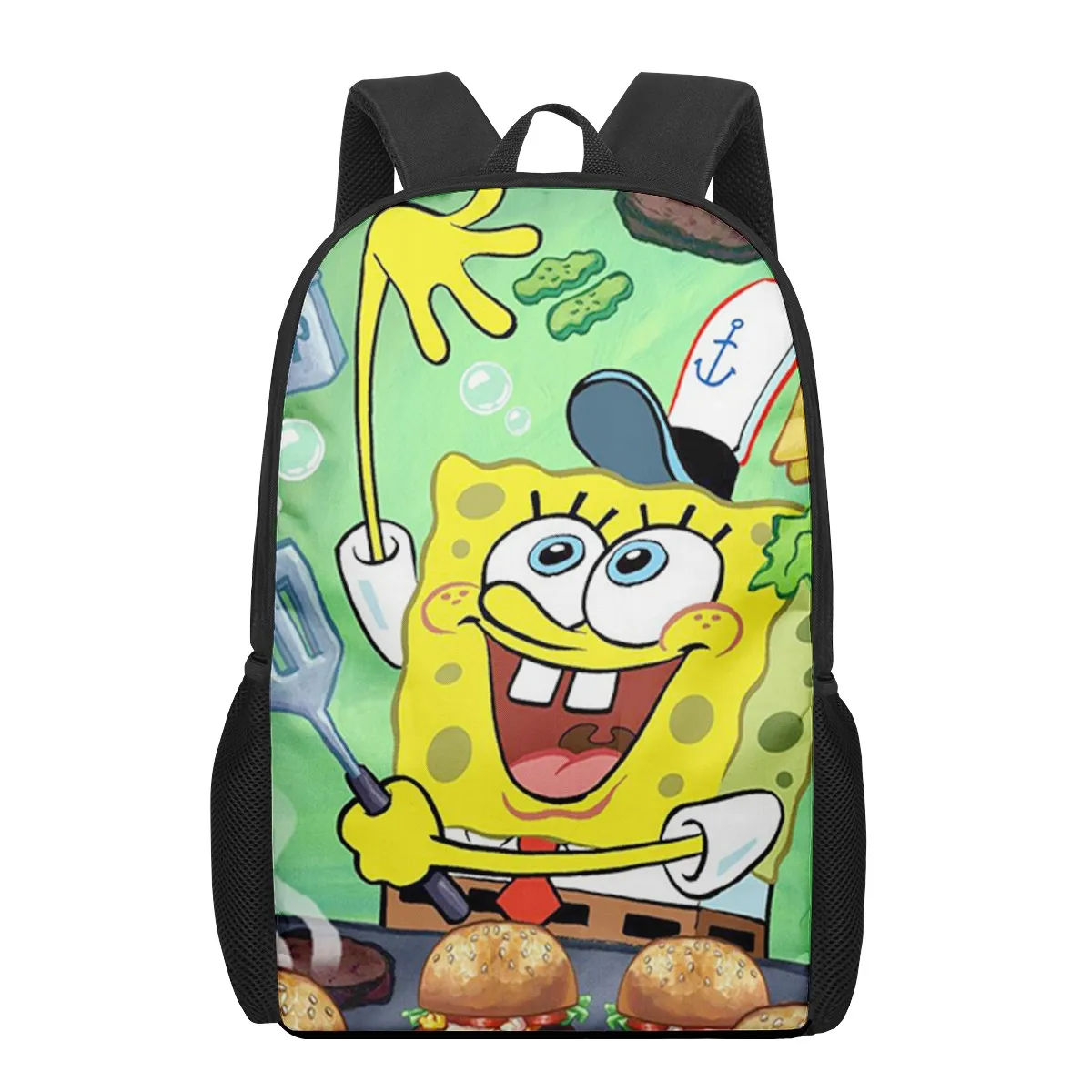 SpongeBobs cute Cartoon Print Men Backpack Kids Boys Rock Roll Backpacks School Bags for Teenage Daily Bagpack Book Bag Packs Bo
