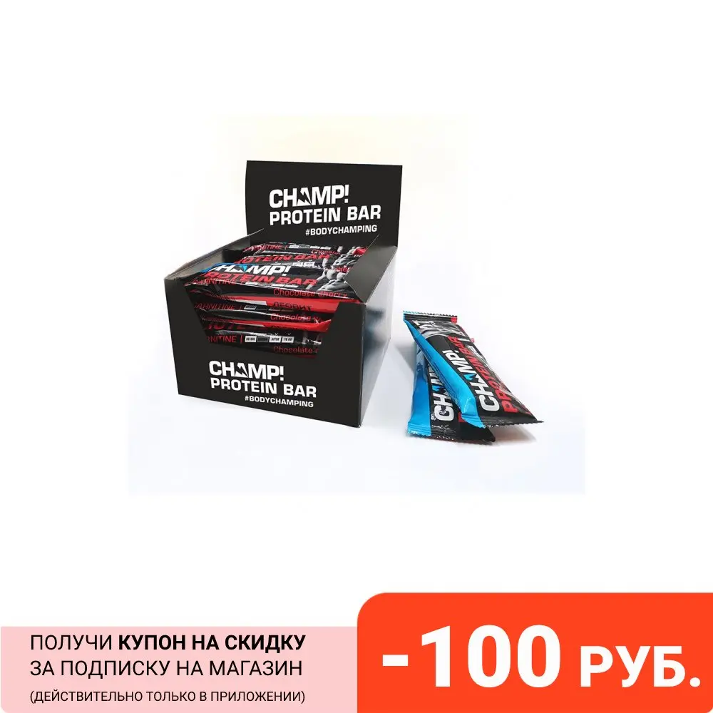 Батончик протеиновый Шоколадная вишня ЛЕОВИТ CHAMP! . Шоубокс 18 шт. по 45 г. | Спорт и