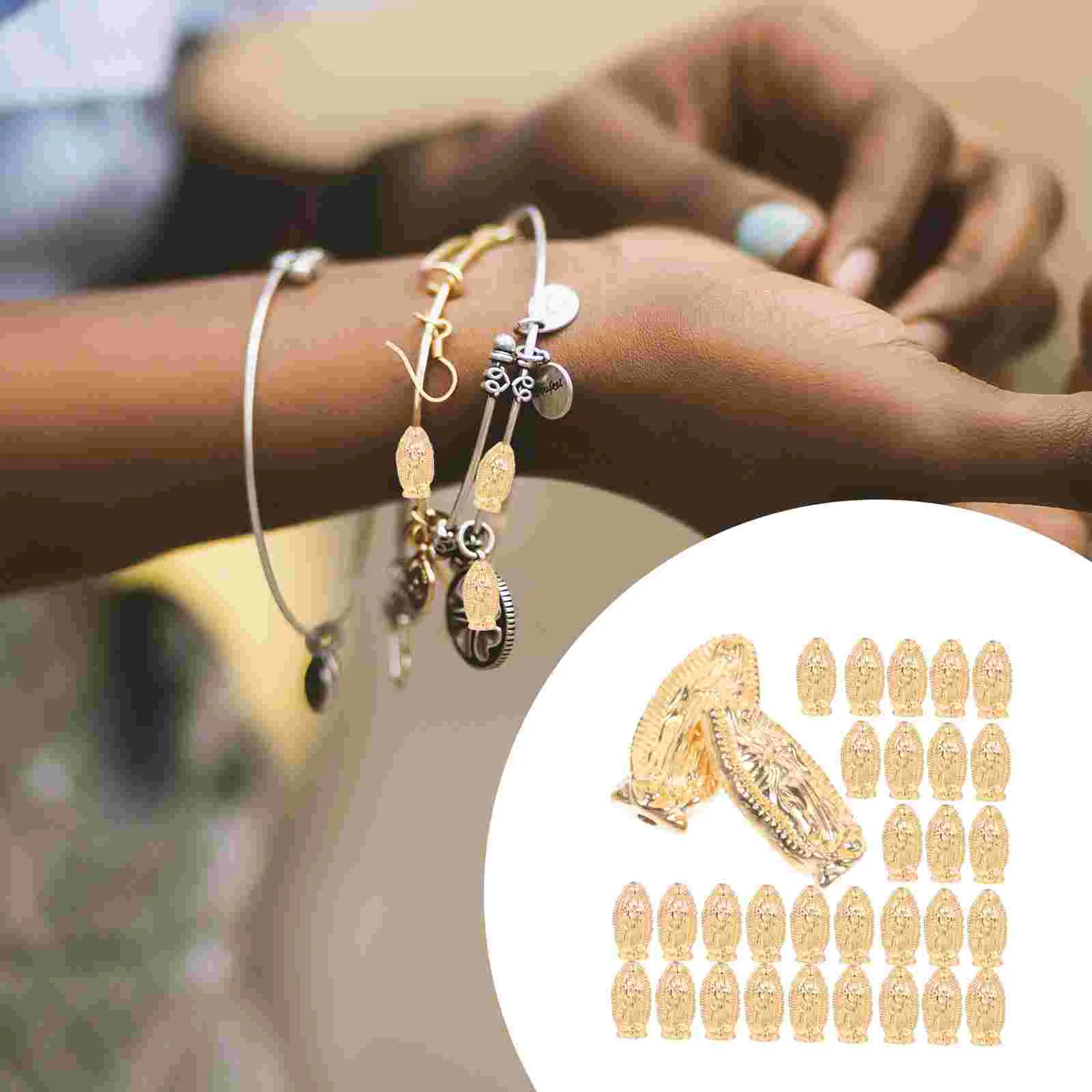 

60 Pcs Our Lady Pendant DIY Jewelry Charms Pendants Making Bracelet Mom Medal Supplies Alloy Mother