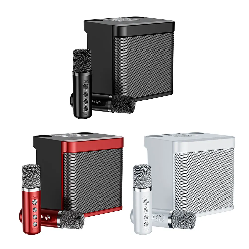 

100 Вт YS-203 портативный профессиональный караоке двойной микрофон Bluetooth динамик беспроводной стерео Бас Сабвуфер Караоке семейвечерние