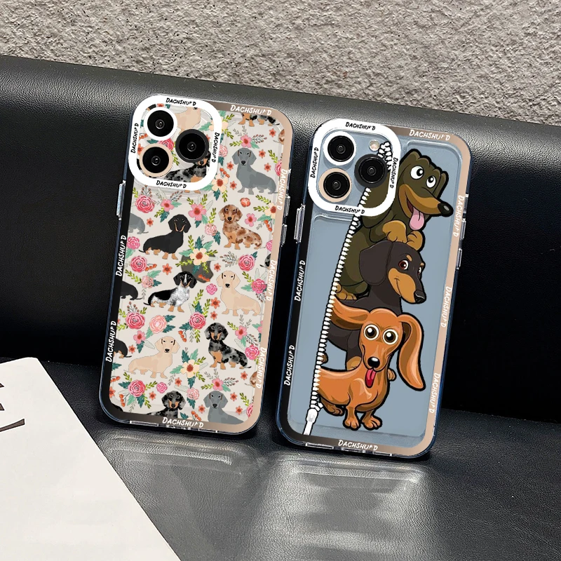 

Dachshunds Dogs Phone Case For iPhone 11 12 13 14 Mini Pro Max XR X XS TPU Clear Case For 8 7 6 Plus SE 2020