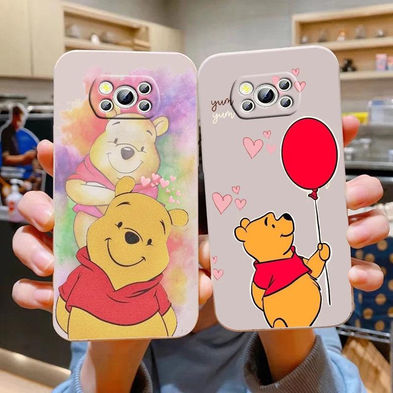 

Disney Winnie Pooh For Xiaomi POCO M5 M4 X4 F4 C40 X3 NFC F3 GT M4 M3 M2 Pro C3 X2 4G 5G Liquid Rope Silicone Phone Case