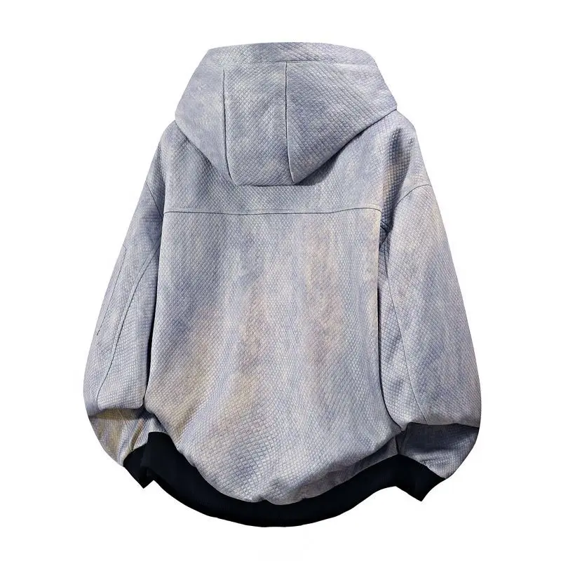 Фото Мужская куртка Harajuku American Tie Dye, винтажное пальто с капюшоном, весенне-осеннее свободное повседневное молодежное уличное пальто в гонконгском стиле, модная №3