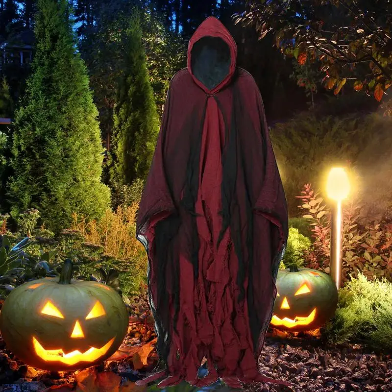 Страшная женская накидка на Хэллоуин с капюшоном для взрослых белая сетчатая