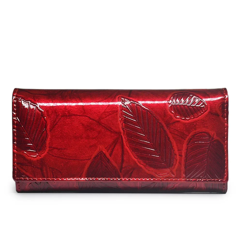 

Women's Wallets Genuine Leather Female Money Purse Luxury Long Leaf Pattern Ladies Clutch Cow Wallet Coin Purse Card Holder