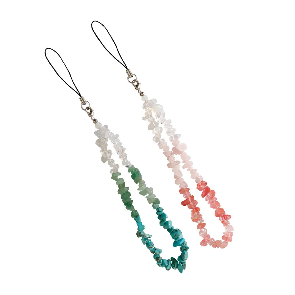 

2 Pcs Crystal Phone Lanyard Car Travel Accessories Anti-skid Chain String Mobile Strap Delicate Decorative Charm