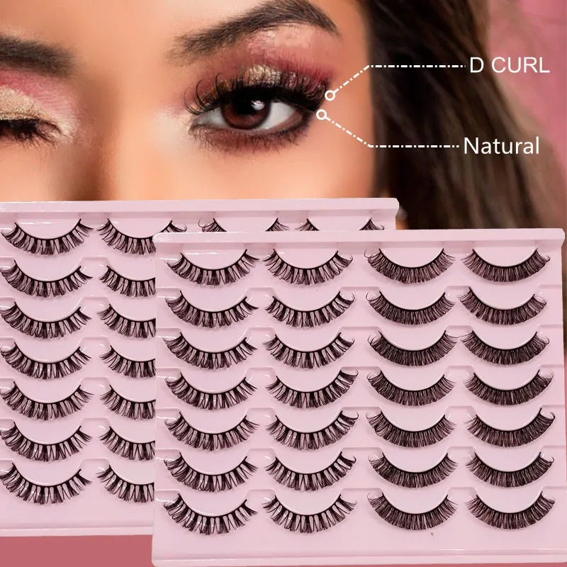 

7/10/14 Pairs Russian Strip Lashes DD Curl Faux Mink Eyelashes Natural Lashes Strips Curl Pack Mix Styles Eyelashes Extensions