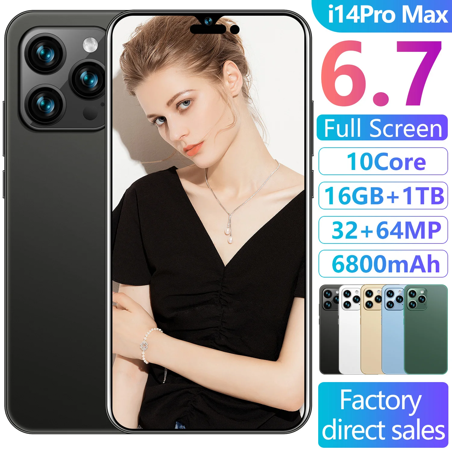 I14 3G Pro Max две SIM-карты разблокированный смартфон 4G телефон 16 ГБ + 512 Гб мобильный