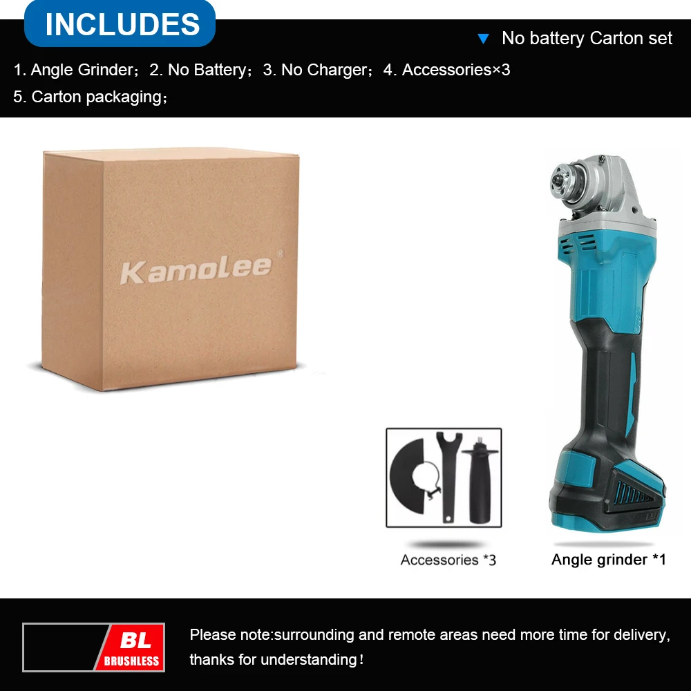 

Kamolee DGA404 125 мм 3-скоростная бесщеточная беспроводная электрическая угловая шлифовальная машина перезаряжаемая мощная шлифовальная режущая машина для 18 В