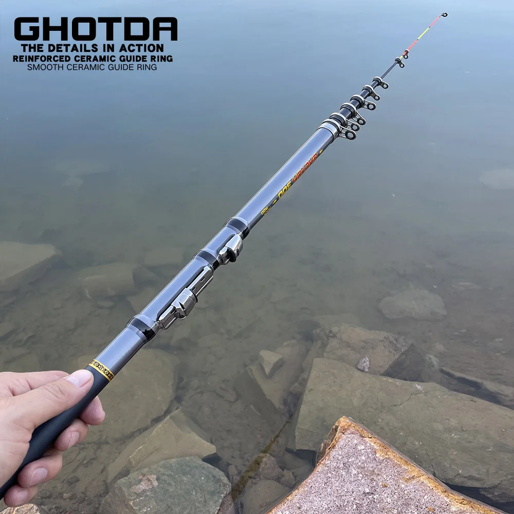 Карбоновая рыболовная удочка GHOTDA короткий жесткий дорожный Спиннинг для ловли