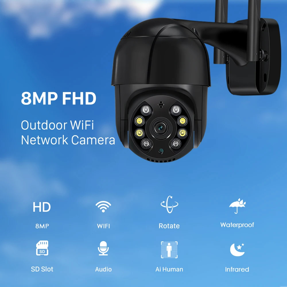 BESDER 4K 8MP 5MP Ultra HD PTZ Wi-Fi IP-камера AI Обнаружение человека 1080P UHD Аудио Автоматическое