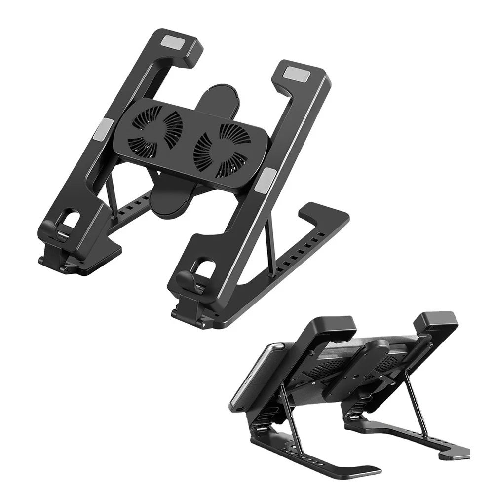 Adjustable Foldable Notebook Pad Bracket Stable Support Laptop Stand Home Office Riser Universal Desktop Dual Cooling Fan Adjustable Foldable Notebook Pad Bracket Stable Support Laptop Stand Home Office Riser Universal Desktop Dual Cooling Fan