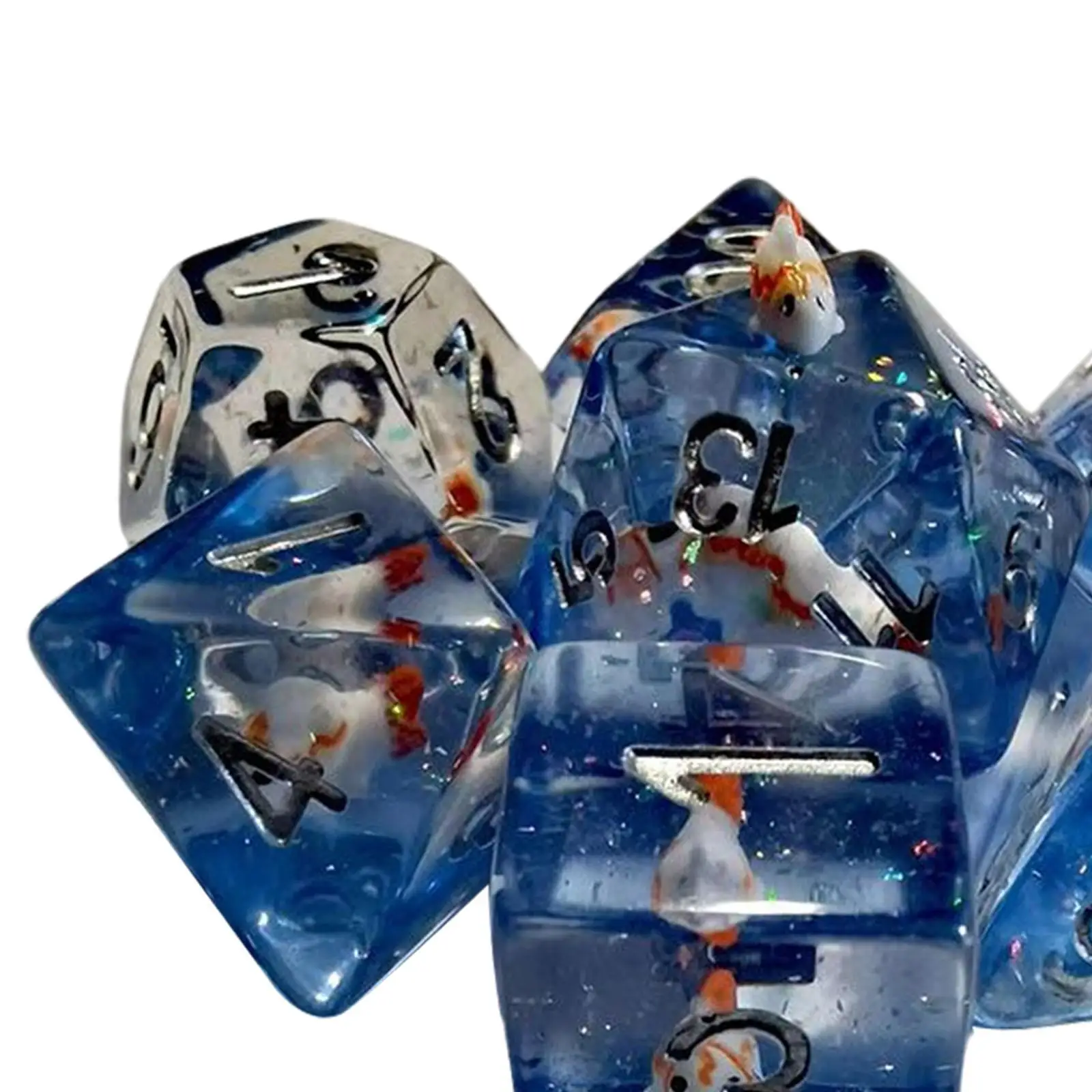 

7 шт. многогранные кубики, встроенная Рыба для детей, игрушки, ролевая игра, настольная игра