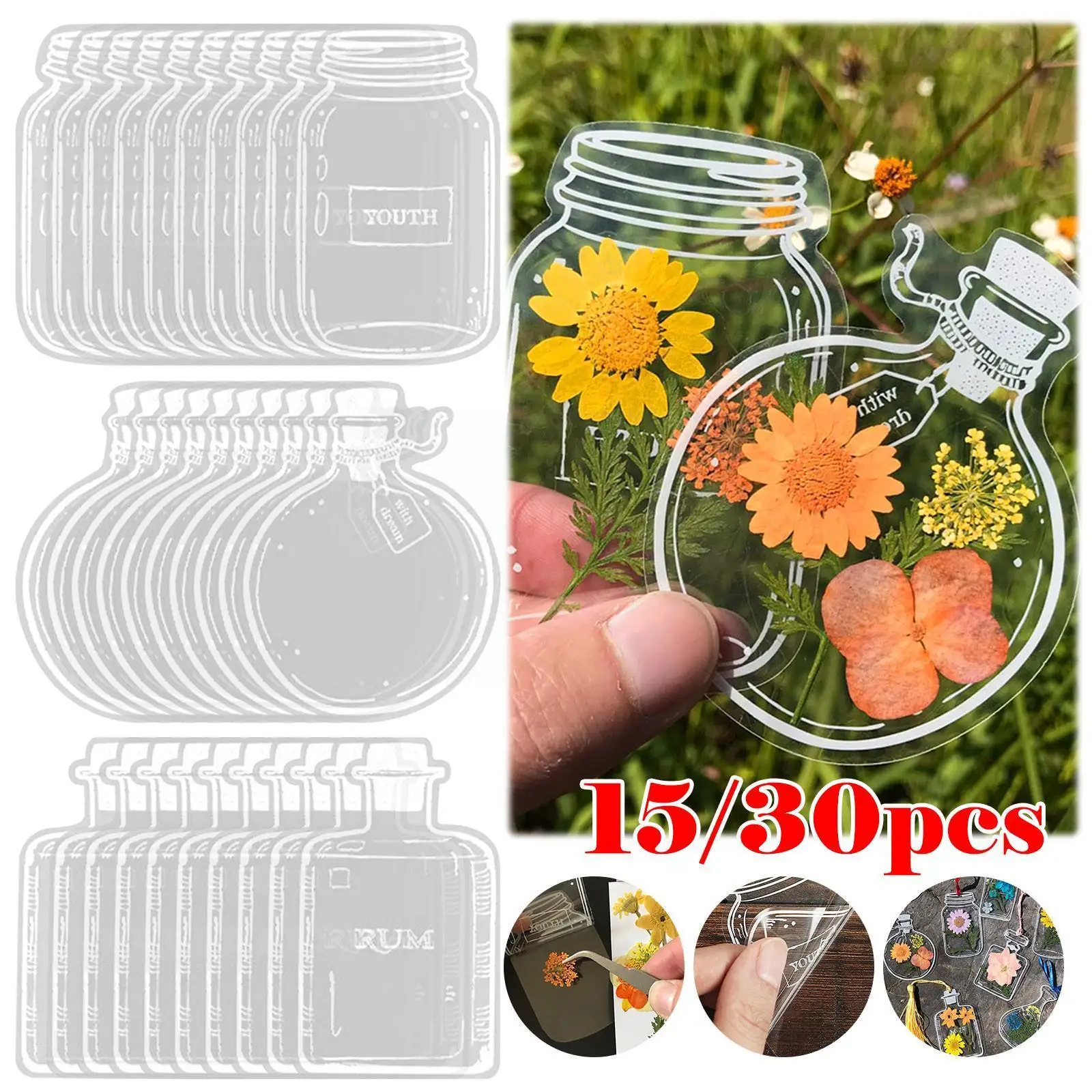 

Sticker Kawaii Dried Flower Embossed Bookmark Hand Making Book Specimen Plant Creative Stickers Frame Stickers Photo Accoun Q7F4