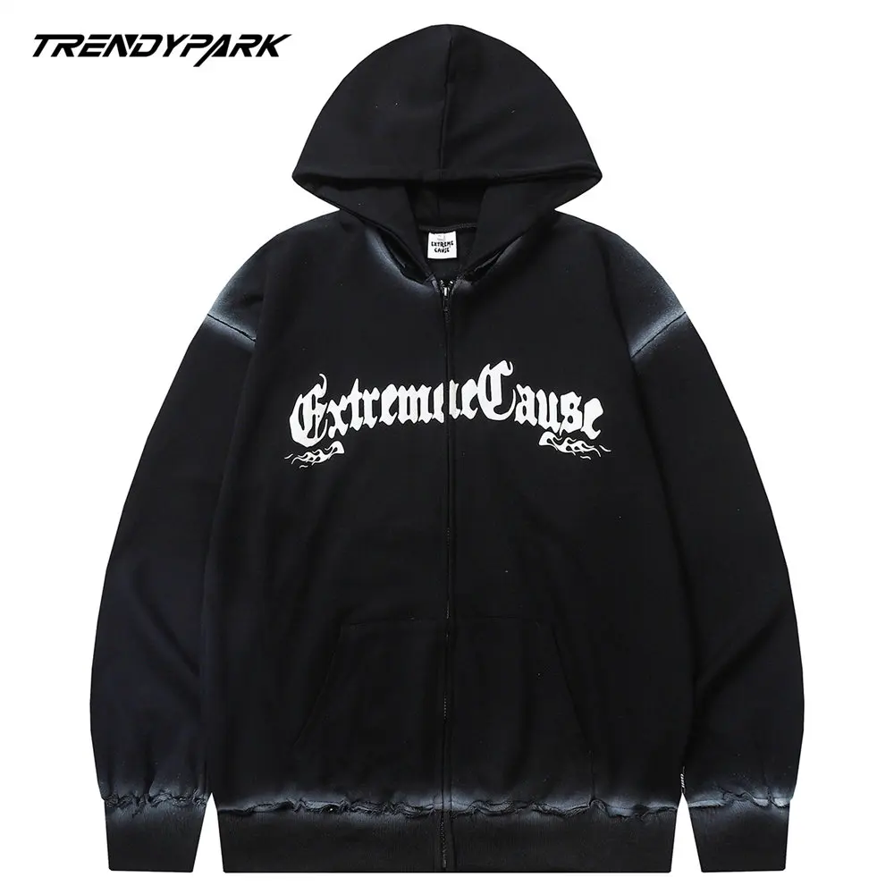 AAAHoodie Men Punk Goth Style Print Hooded Sweatshirts Top Men's Clothing 2022 Autumn Harajuku Streetwear Casual Oversized Ho