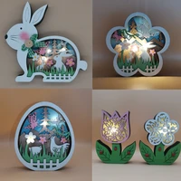 2022 new easter decoration for home wooden easter bunny led light easter craft easter bunny ornament decor easter egg decor lamp