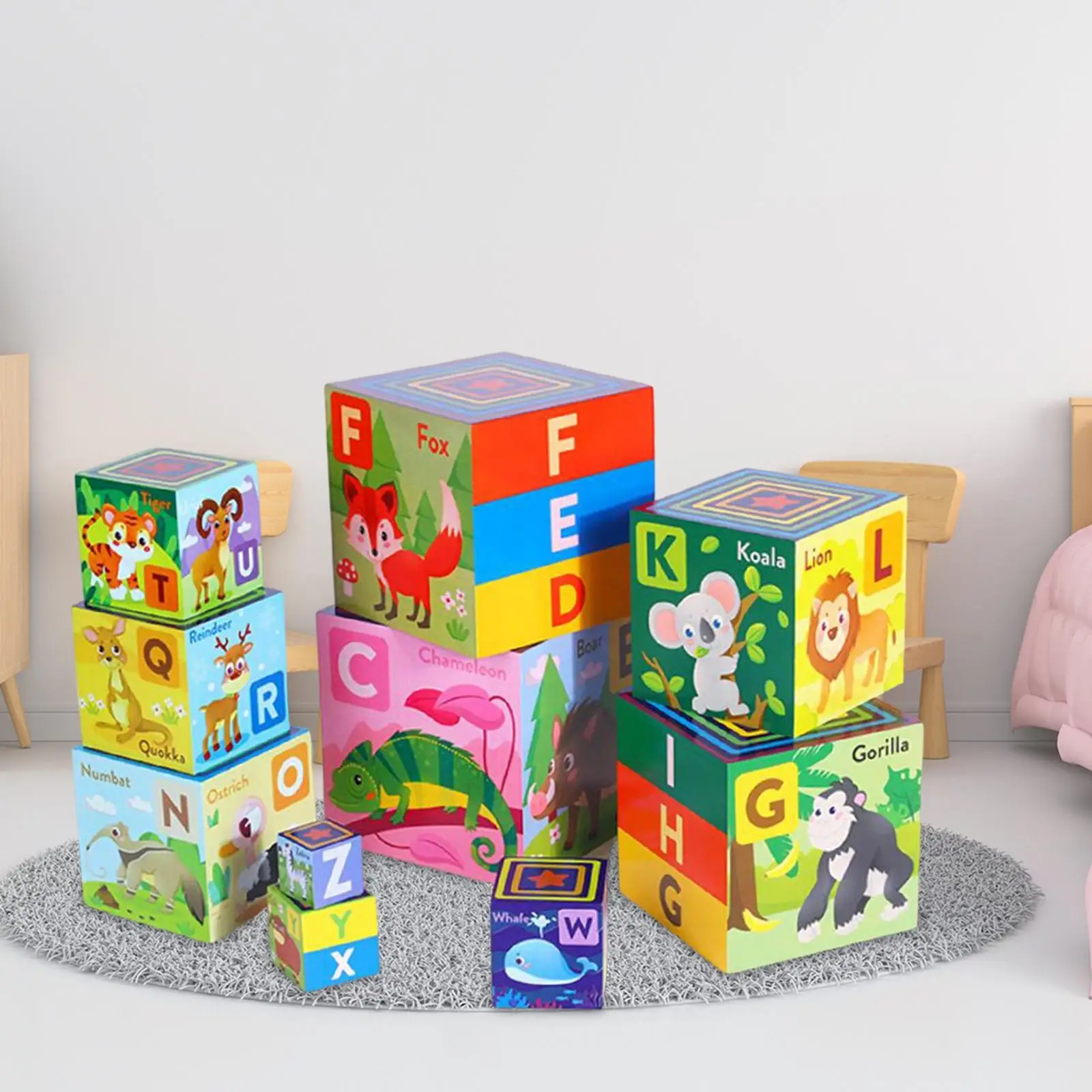 

Wooden Toys Wooden Stacking Boxes Early Educational Toy Rainbow Building Blocks Montessori Nesting Blocks for Kids Preschool