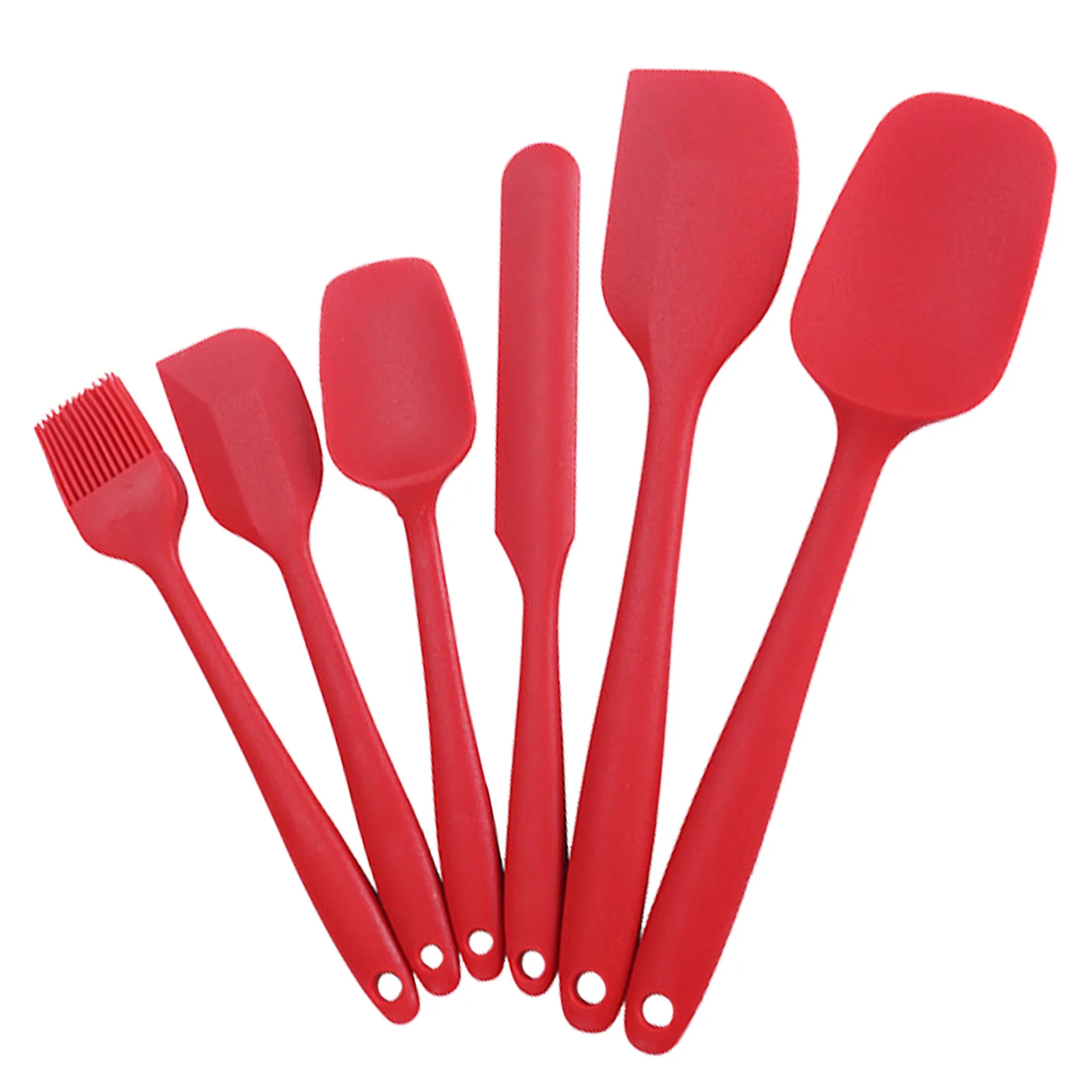 

6pcs Long Handle Heat Resistant Silicone Spatula Set Scraper Non Stick With Hole Home Kitchen Cooking Baking Mixing Restaurant