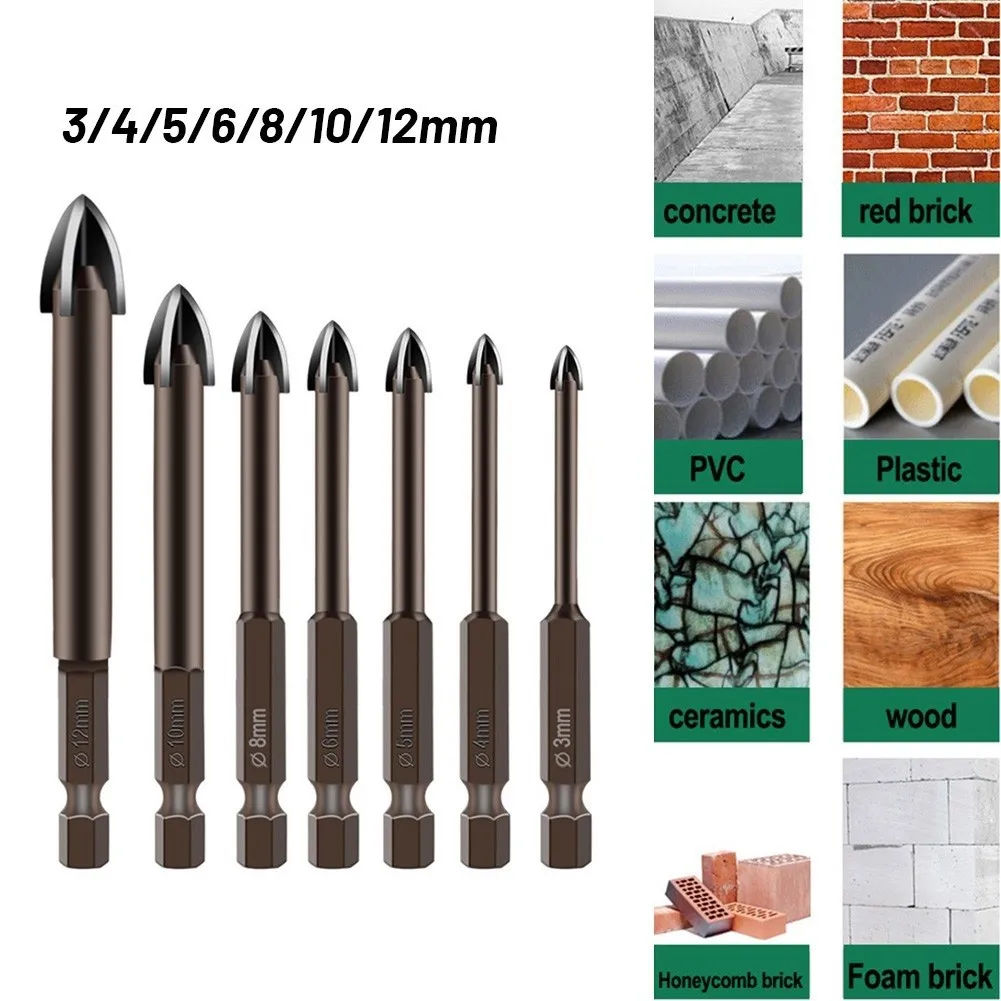 

Cross Hex Tile Bits 1/4" Hex Shank Glass Ceramic Concrete Hole Opener Alloy Triangle Drill Professional Glass Tile Drill Bits