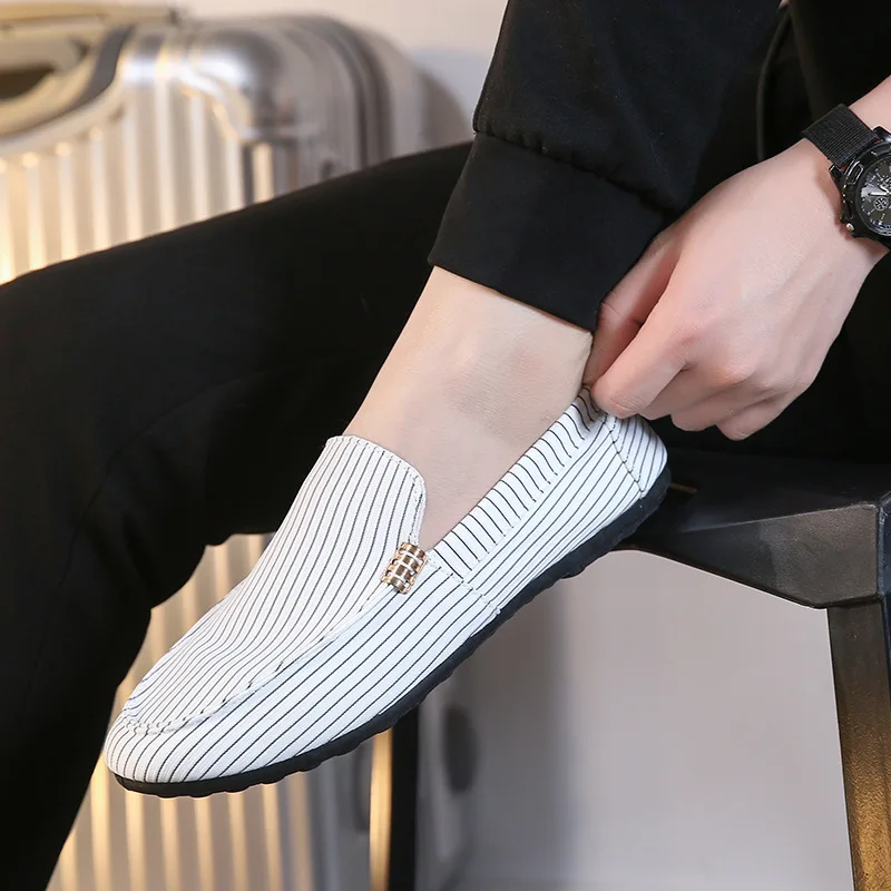 Лоферы мужские прогулочные светильник кие холщовые туфли дышащие без застежки