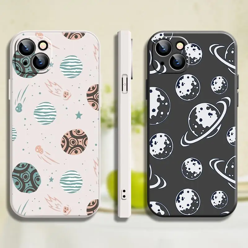 

Cartoon Planet Phone Case For iPhone 13 Mini 6 6s SE 2020 11 8 Plus 13 7 7P X Xr Xs 12 Max Pro Mini Kbqx Plain TPU Ultra