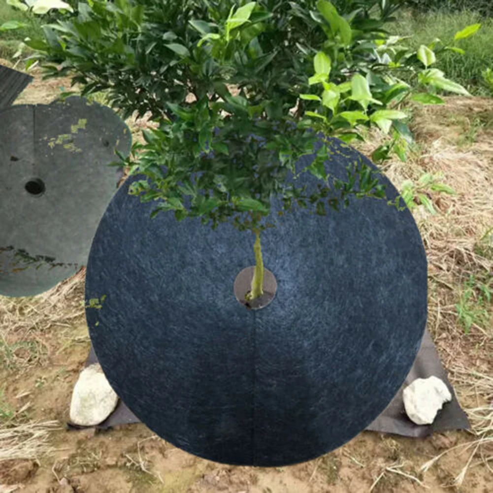 

12pcs Mulch Ring Tree Protector Mats 27-42cm Disc Shrub Tree Guard Shading Mat Non-Woven Thickened Protector Mat Plant Cover