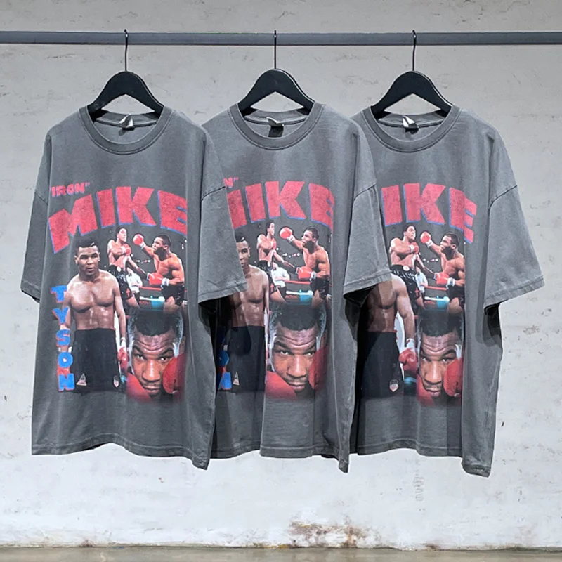 

Graphic T shirts Harajuku Oversized T-shirt Cotton Retro Tyson Print Top Hip Hop Vintage Tee Men Streetwear Summer Clothing 2022
