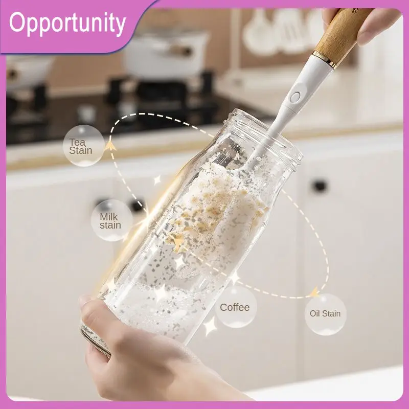 

Household Cleaning Tools Dishwashing Brush Wood Pulp Cotton Bamboo Pier Pot Brush Bamboo Pp One Rod Three-head Cup Brush