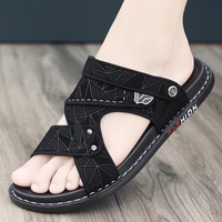 2022 fashion mens house slippers printing soft pu upper bounce eva outsole for youth outdoor sandal indoorslides massage insole