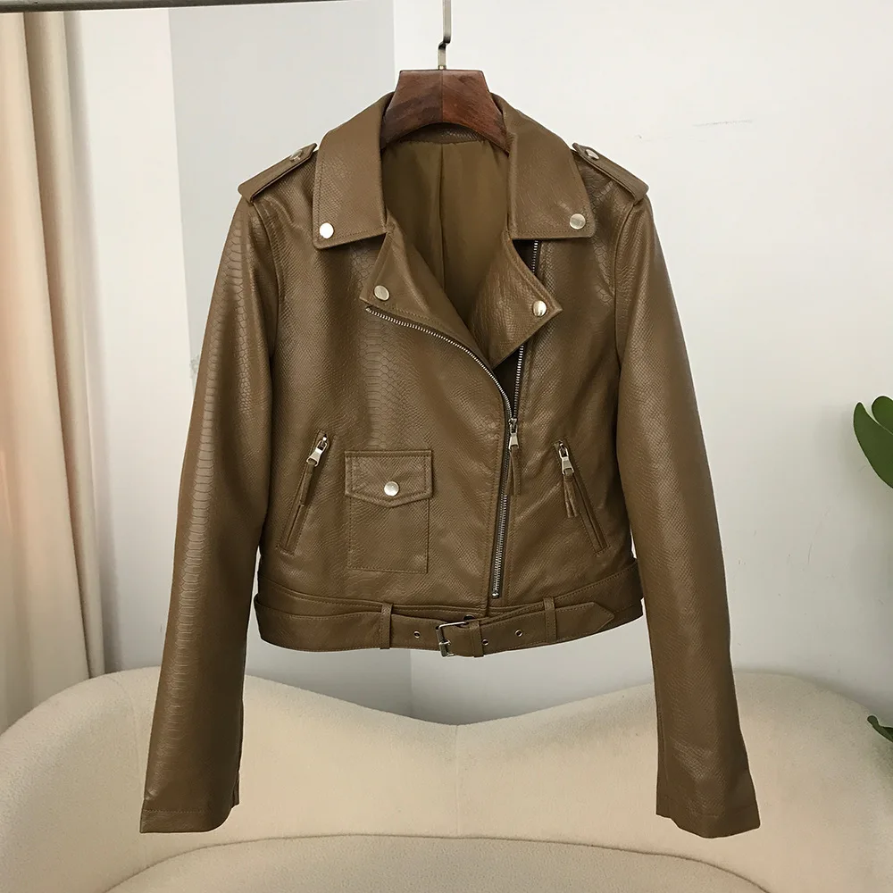 2024 кожаная куртка женская короткая стильная весенне-осенняя новая корейская