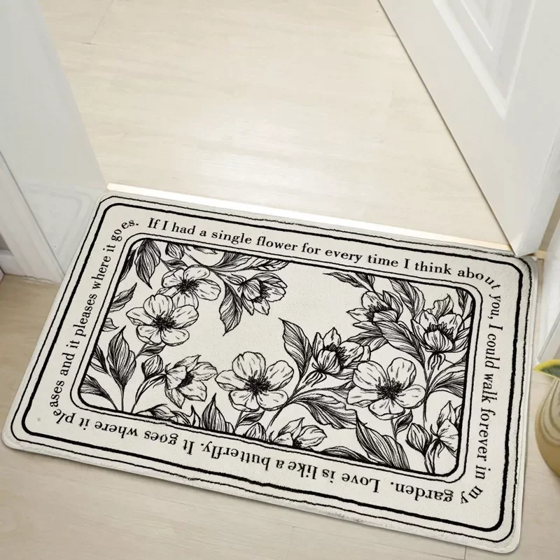 

2023 Floral Door Mat Water Absorbent Bath Mat for Bathroom Rug Faux Cashmere Doormat Non-slip alfombra dormitorio juvenil duvet